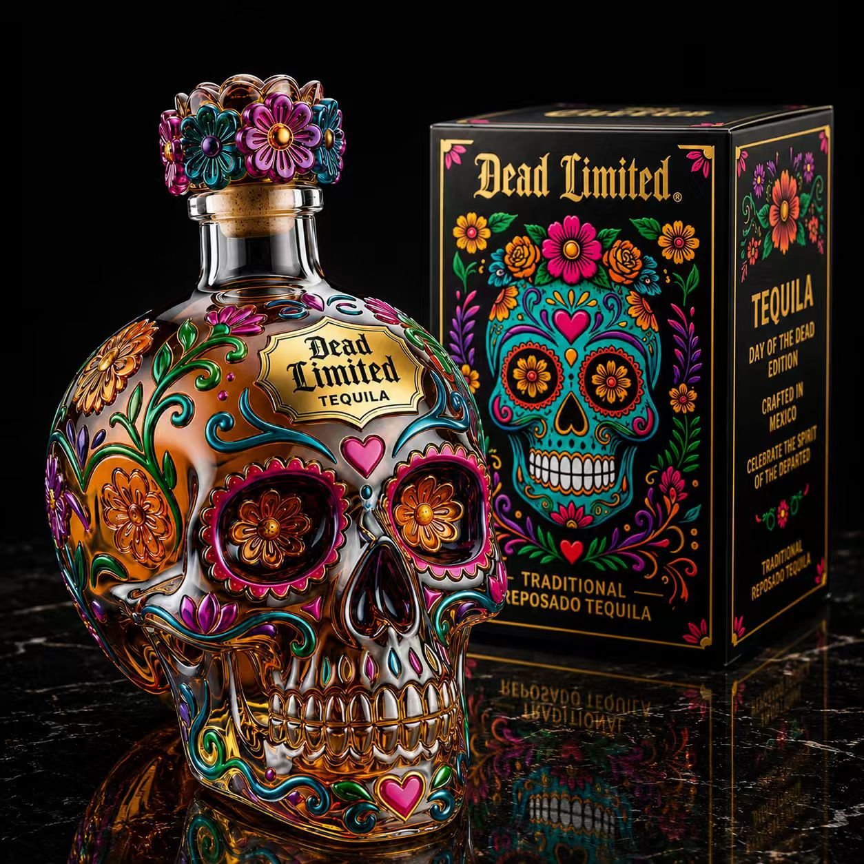 🔥49% off -🍷Limited edition Day of the Dead tequila bottle🎁